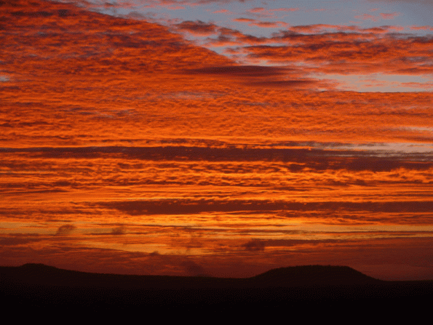 Sunset over the western Queensland savannah at Undara Volcanic Park